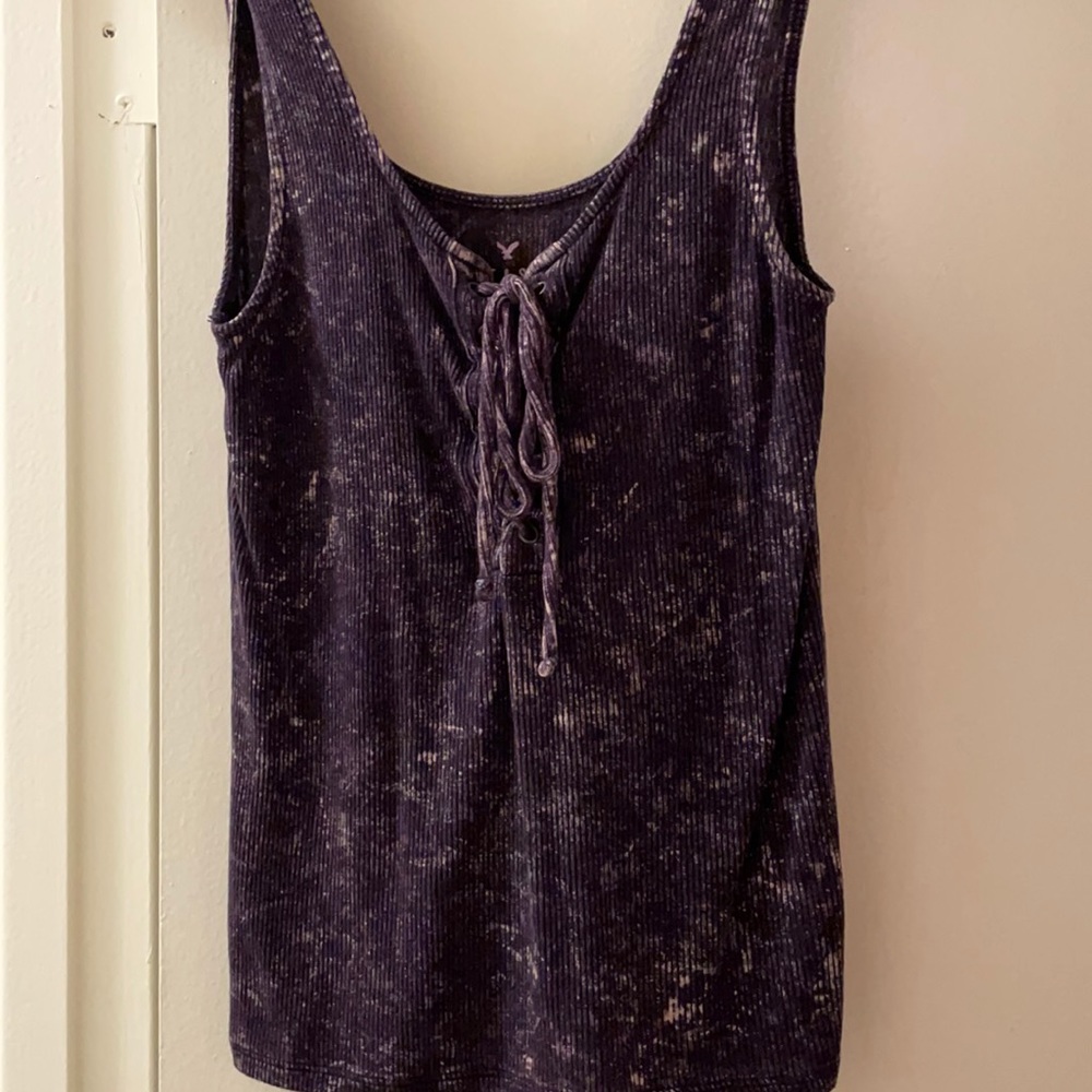 Dark purple ribbed AE tank top